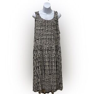 Black and Cream Checkered Women's Dress w Pockets | 2X
